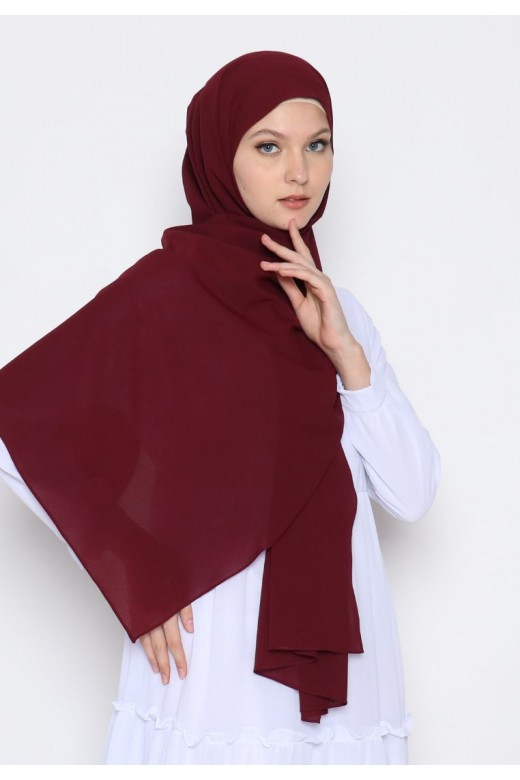 Pasmina Diamond Jahit Tepi Maroon